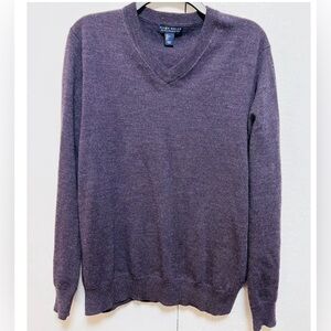 Allen Solly 100% Extra Fine‎ Merino Wool Purple  V-Neck Sweater Sz Large Men’s